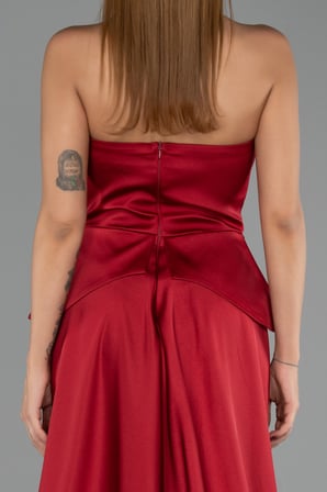 Straplez Peplum Kesim Kuyruklu Uzun Dantel Abiye ABU5615