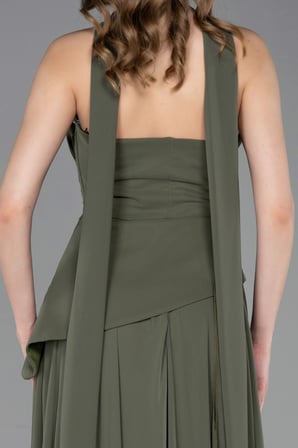 Straplez Peplum Kesim Uzun Şifon Abiye Elbise ABU5763