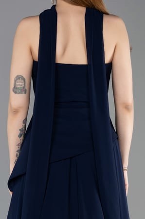 Straplez Peplum Kesim Uzun Şifon Abiye Elbise ABU5763