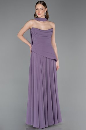 Straplez Peplum Kesim Uzun Şifon Abiye Elbise ABU5763
