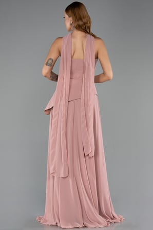 Straplez Peplum Kesim Uzun Şifon Abiye Elbise ABU5763