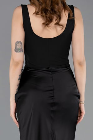 Kare Yaka Uzun Saten Mezuniyet Elbisesi ABU5990