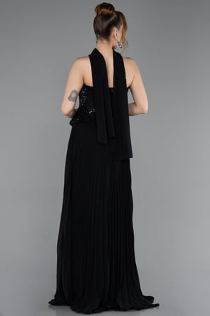 Boncuklu Straplez Yaka Peplum Uzun Şifon Abiye ABU6011