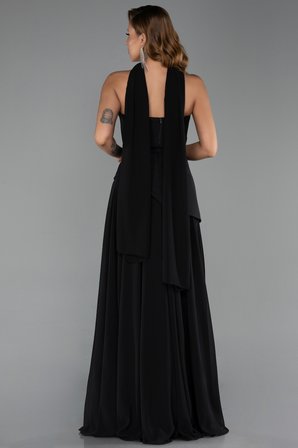 Straplez Peplum Kesim Şallı Uzun Şifon Abiye ABU6042