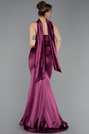 Taşlı Straplez Peplum Uzun Saten Mezuniyet Elbise ABU6079