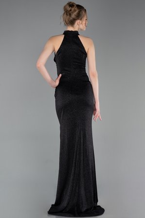 Halter Yaka Yırtmaçlı Uzun Simli Abiye Elbise ABU6083