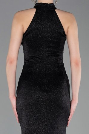 Halter Yaka Yırtmaçlı Uzun Simli Abiye Elbise ABU6083