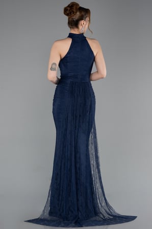 Halter Yaka Kuyruklu Uzun Dantel Abiye Elbise ABU6084