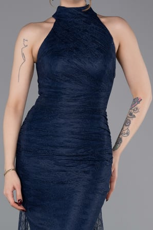 Halter Yaka Kuyruklu Uzun Dantel Abiye Elbise ABU6084