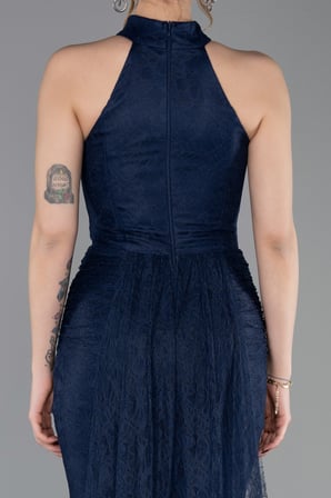 Halter Yaka Kuyruklu Uzun Dantel Abiye Elbise ABU6084