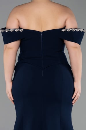 Taş İşlemeli Peplum Uzun Büyük Beden Abiye ABU6199