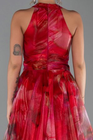 Halter Yaka Uzun Empirme Abiye Elbise ABU6294
