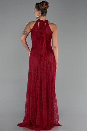 Halter Yaka Uzun Dantel Abiye Elbise ABU6313