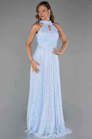 Halter Yaka Uzun Dantel Abiye Elbise ABU6313