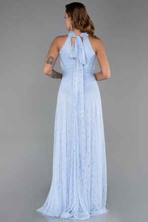 Halter Yaka Uzun Dantel Abiye Elbise ABU6313