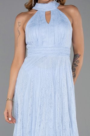 Halter Yaka Uzun Dantel Abiye Elbise ABU6313