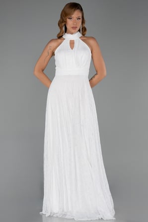 Halter Yaka Uzun Dantel Abiye Elbise ABU6313
