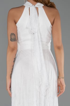 Halter Yaka Uzun Dantel Abiye Elbise ABU6313