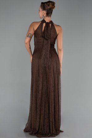 Halter Yaka Uzun Dantel Abiye Elbise ABU6313