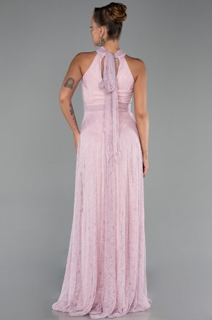 Halter Yaka Uzun Dantel Abiye Elbise ABU6313