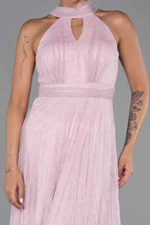 Halter Yaka Uzun Dantel Abiye Elbise ABU6313