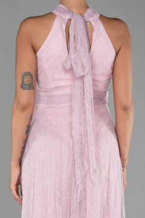 Halter Yaka Uzun Dantel Abiye Elbise ABU6313