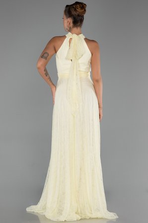 Halter Yaka Uzun Dantel Abiye Elbise ABU6313