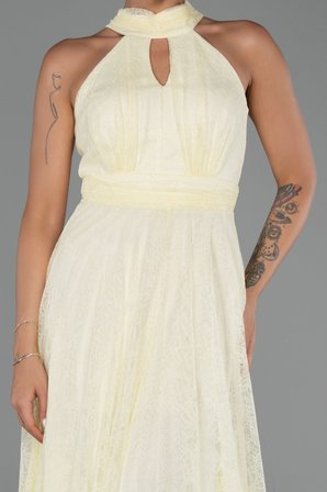 Halter Yaka Uzun Dantel Abiye Elbise ABU6313