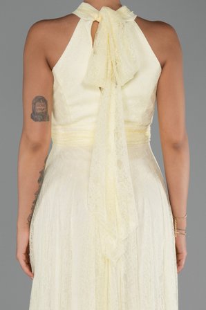 Halter Yaka Uzun Dantel Abiye Elbise ABU6313