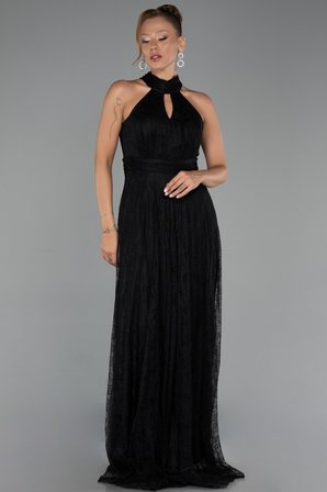 Halter Yaka Uzun Dantel Abiye Elbise ABU6313
