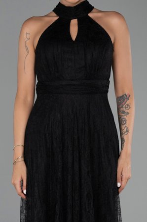 Halter Yaka Uzun Dantel Abiye Elbise ABU6313