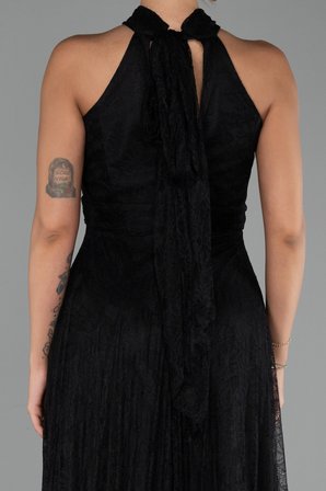 Halter Yaka Uzun Dantel Abiye Elbise ABU6313