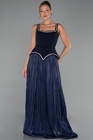 Kolsuz Peplum Kesim Pliseli Uzun Şifon Abiye ABU6323