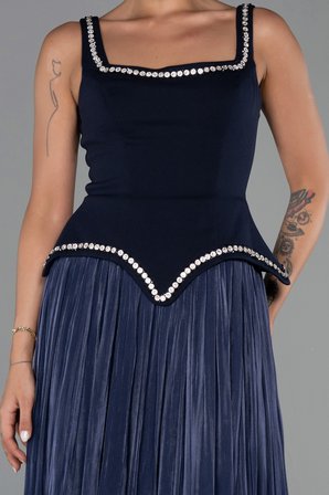 Kolsuz Peplum Kesim Pliseli Uzun Şifon Abiye ABU6323