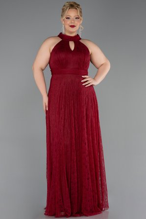 Halter Yaka Uzun Dantel Büyük Beden Abiye ABU6330