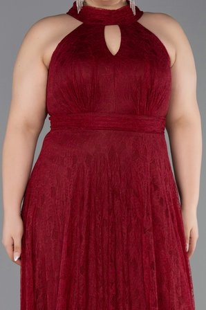 Halter Yaka Uzun Dantel Büyük Beden Abiye ABU6330