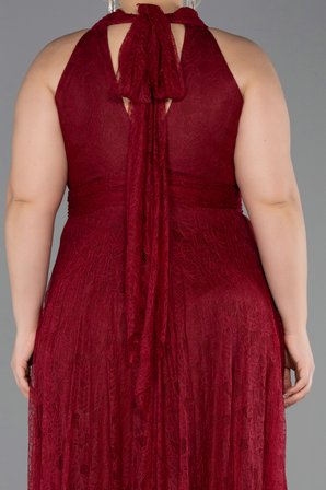 Halter Yaka Uzun Dantel Büyük Beden Abiye ABU6330