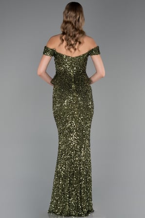 Kayık Yaka Peplum Kesim Uzun Pullu Abiye ABU6359
