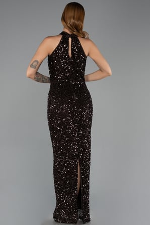 Halter Yaka Uzun Pullu Abiye Elbise ABU6404