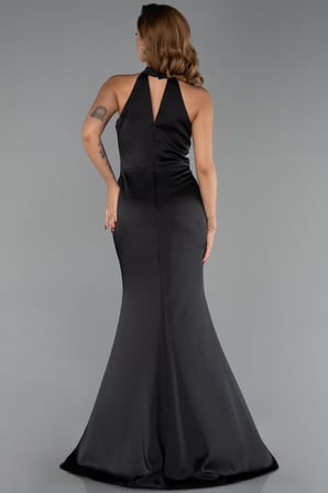 Halter Yaka Uzun Saten Balık Abiye Elbise ABU6406