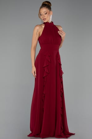 Halter Yaka Uzun Şifon Mezuniyet Elbisesi ABU6506