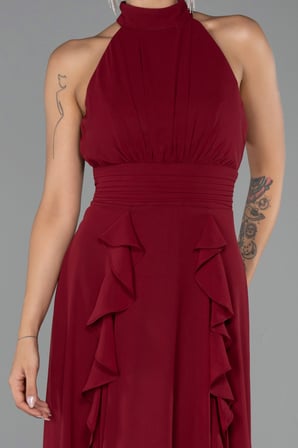 Halter Yaka Uzun Şifon Mezuniyet Elbisesi ABU6506