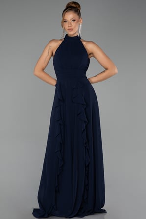 Halter Yaka Uzun Şifon Mezuniyet Elbisesi ABU6506