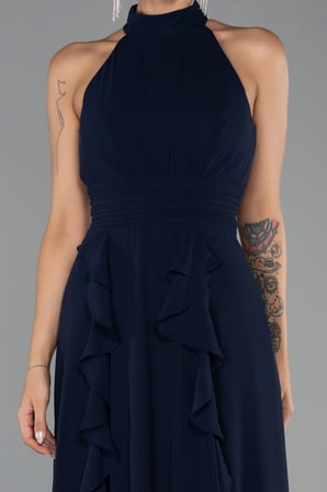 Halter Yaka Uzun Şifon Mezuniyet Elbisesi ABU6506