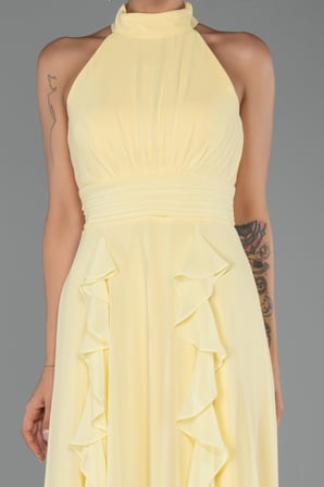 Halter Yaka Uzun Şifon Mezuniyet Elbisesi ABU6506