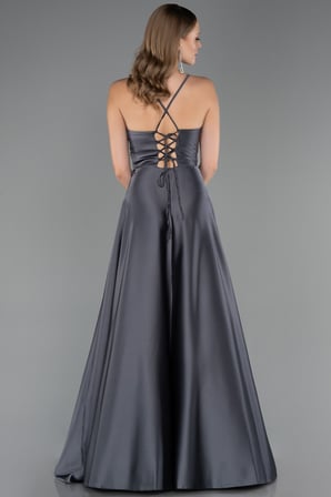 Göğüs Ve Sırt Dekolteli Uzun Saten Abiye Elbise ABU6573
