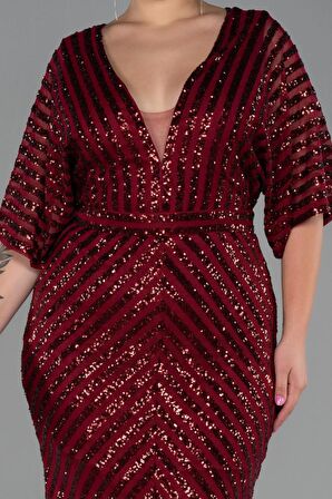 Uzun Pul Payet Büyük Beden Abiye Elbise ABU900