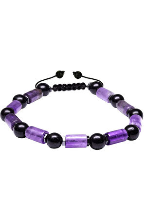 Sertifikalı Yüksek Kalite Doğal Ametist Oniks Hematit Taşı Bileklik