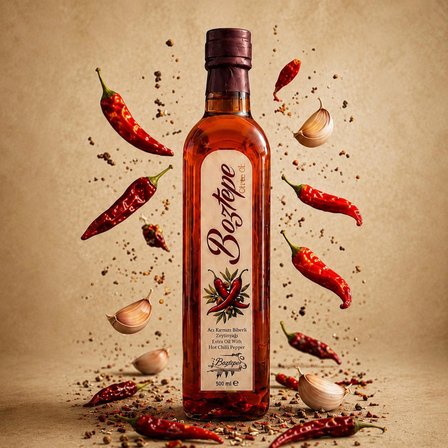 500 ML Acı Biberli Natürel Sızma Zeytinyağı (2025/26) – Soğuk Sıkım, Filtresiz