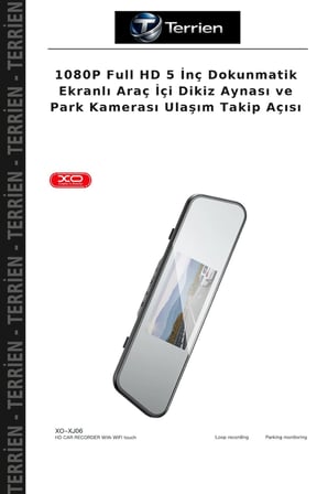 1080P Full HD 5 İnç Dokunmatik Ekranlı Araç İçi Dikiz Aynası ve Park Kamerası Ulaşım Takip Açısı